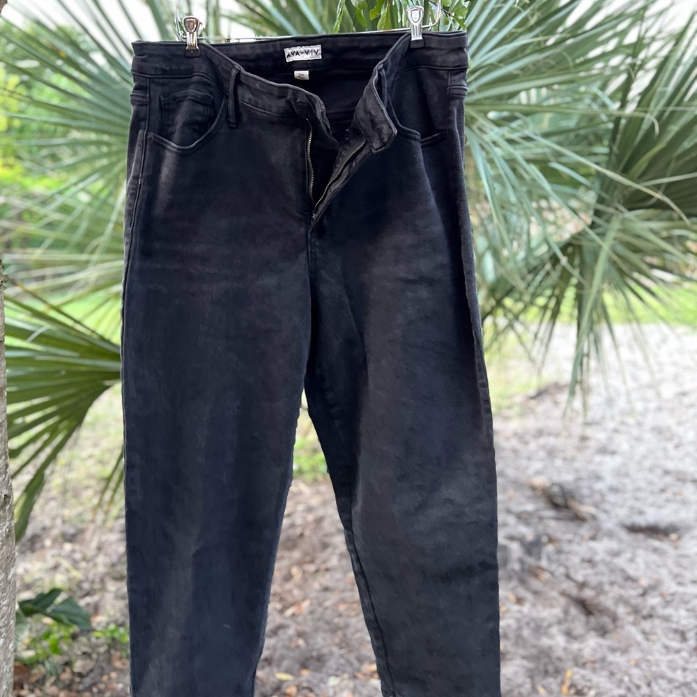 Ava and Viv High-Rise Straight Leg Jeans Black Wash 20W